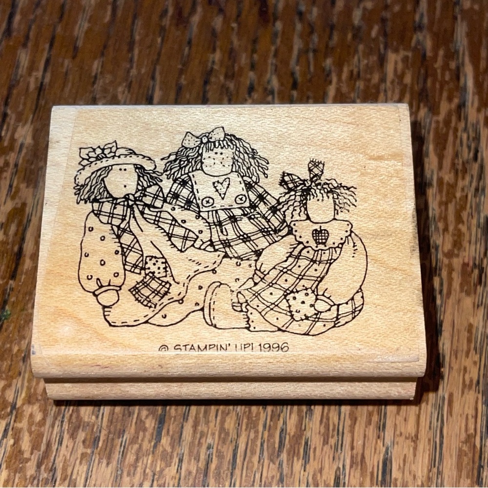 Stampin Up Rubber Stamp 1996 Wagon Journey Collection Rag Dolls  Folk Art VTG